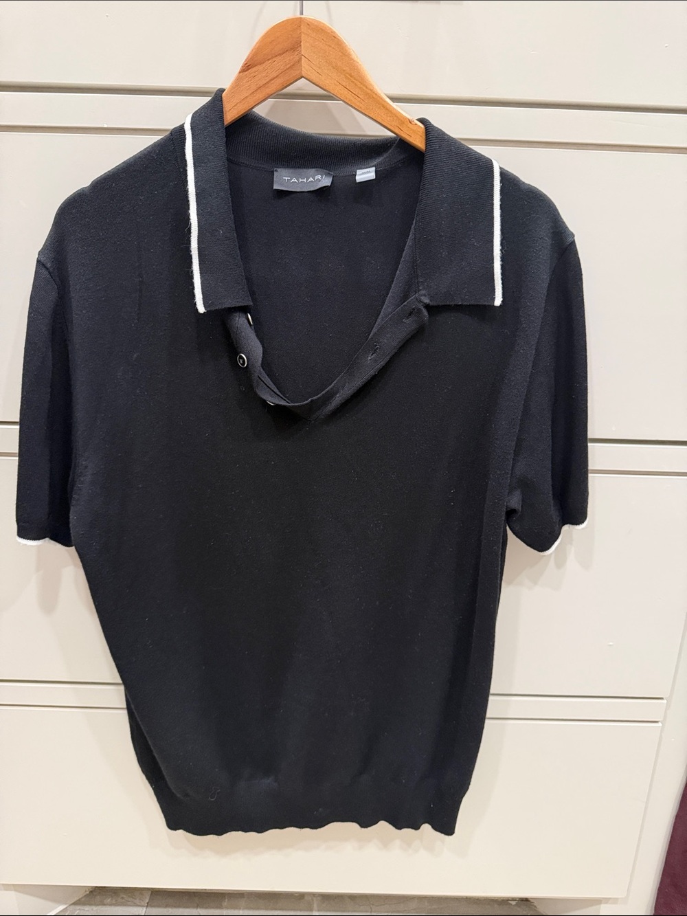 T Tahari Black Polo with White Trim